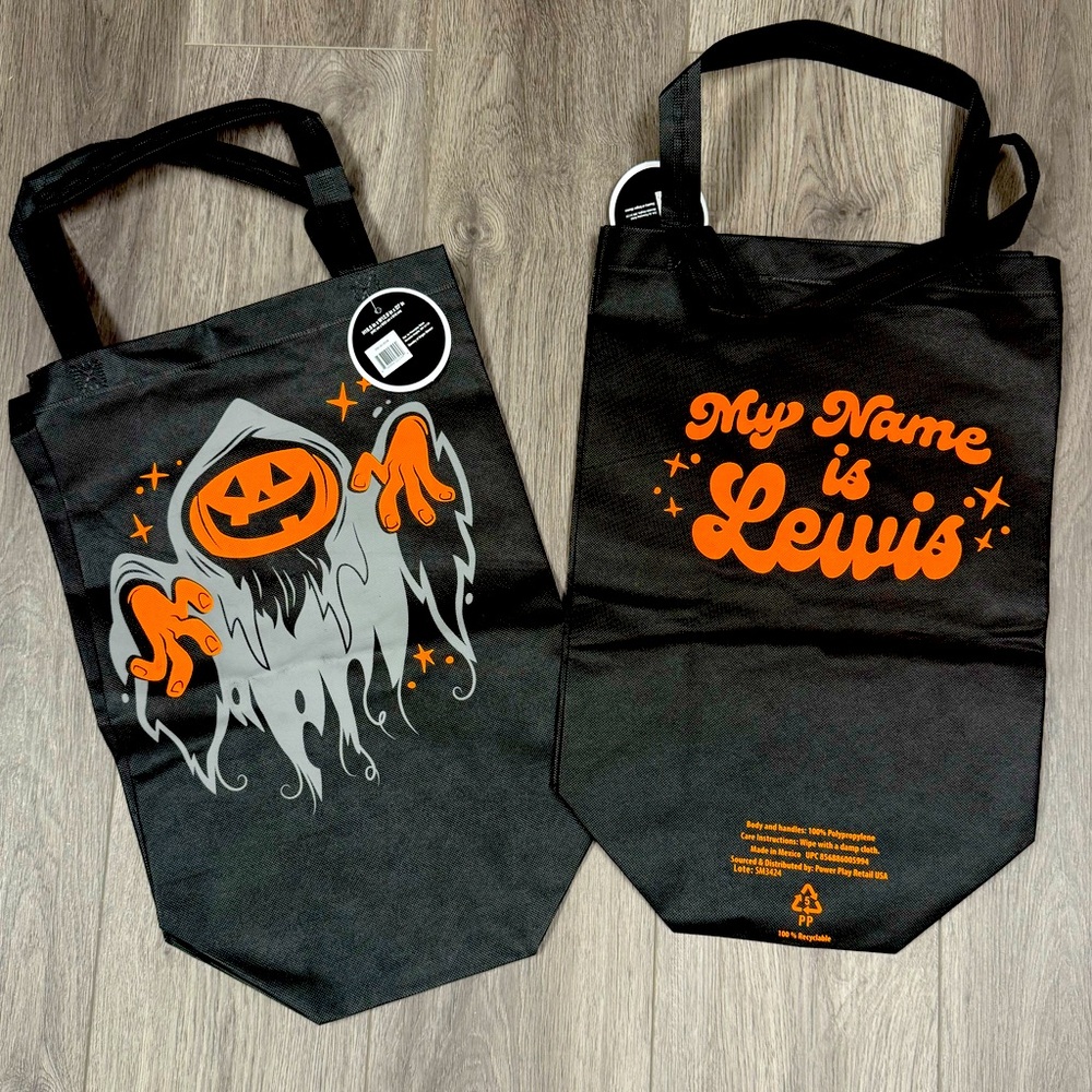 Target Bullseye Set of 2 Halloween My Name is Lewis Trick or Treat Large Bags